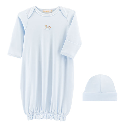 BCC Blue Cute Rocking Horse Emb Gown/Hat