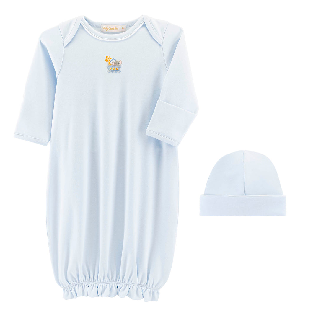 BCC Blue Noah's Ark Emb Gown/Hat