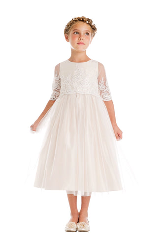 Sweet Kids Sequin Detail Scalloped Lace w/ Satin & Tuelle