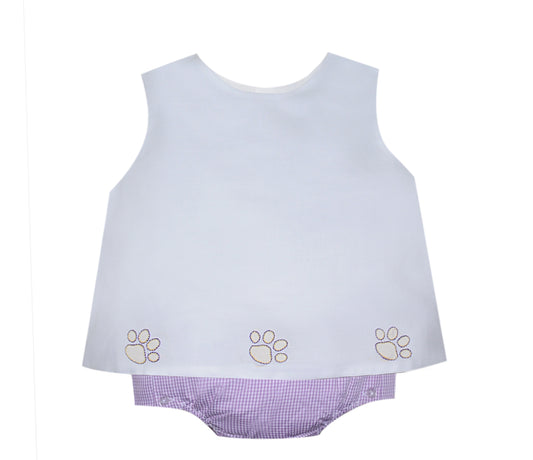 Southern Saturday Purple/Gold Paw Diaper Set