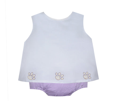 Southern Saturday Purple/Gold Paw Diaper Set