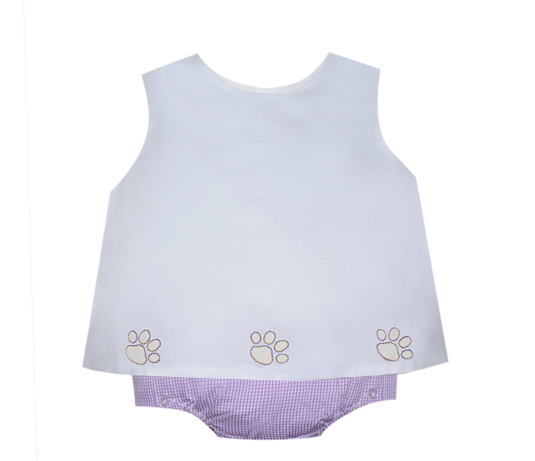 Southern Saturday Purple/Gold Paw Diaper Set