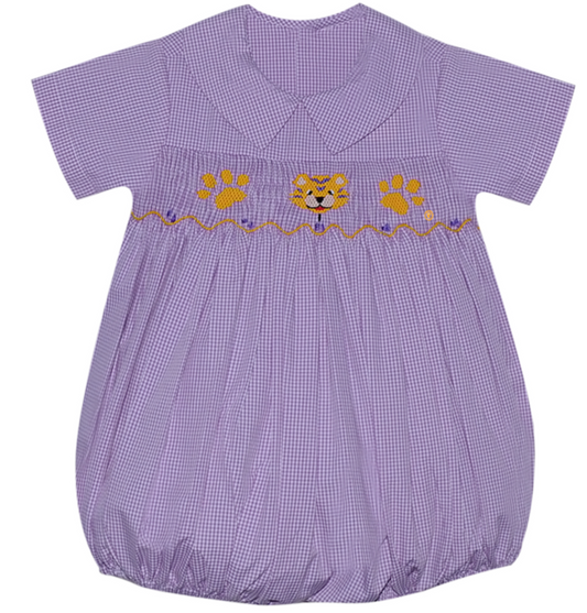 Southern Saturday Tiger Paw Smocked Boys Bubble