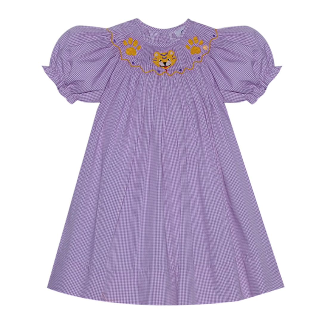 Southern Saturday Tiger Paw Smocked Bishop Dress
