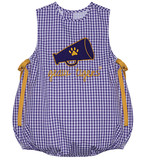 RN Megaphone Applique Girl Bubble-Purple/Gold