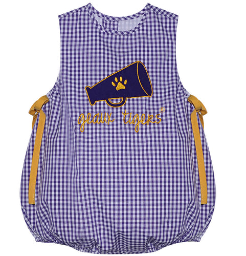 RN Megaphone Applique Girl Bubble-Purple/Gold