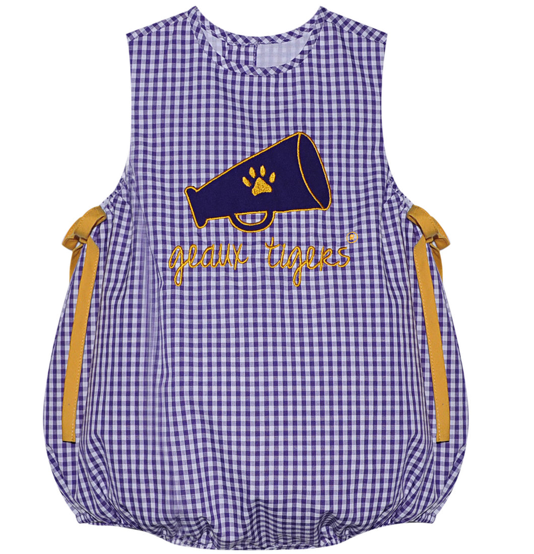 RN Megaphone Applique Girl Bubble-Purple/Gold