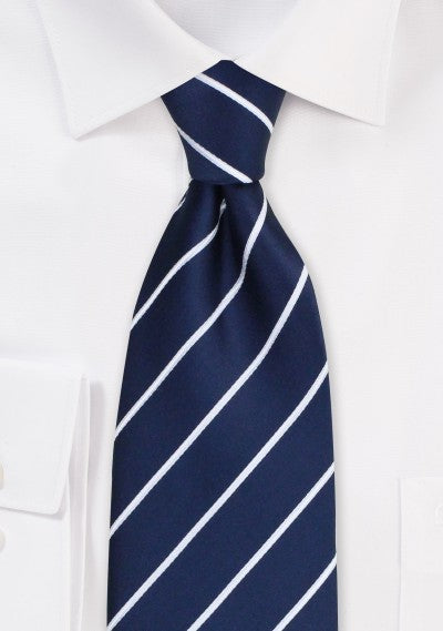 Sapphire Blue w/ White Stripes Tie