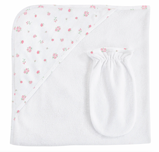 BCC Tiny Rosebud Printed Hooded Towl w/ Mitt