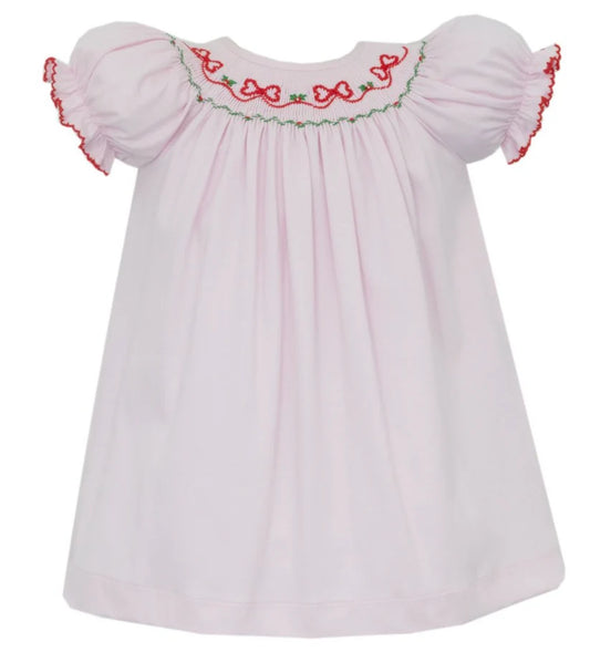 Pink Knit Bishop Dress w/ Smocked Bows