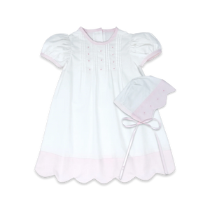 Lullaby Set Pink Scalloped Daygown/Hat