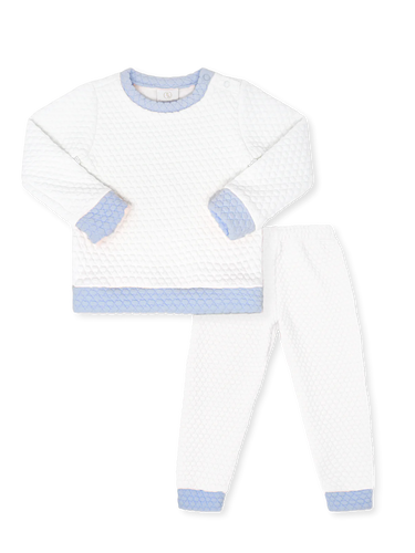 Lullaby Set White/Light Blue Quilted Set