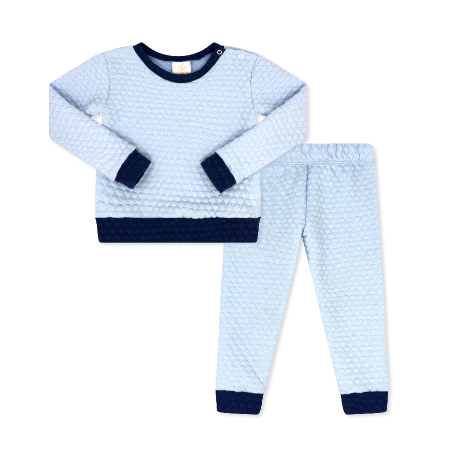 Lullaby Set Light Blue/Navy Quilted Set