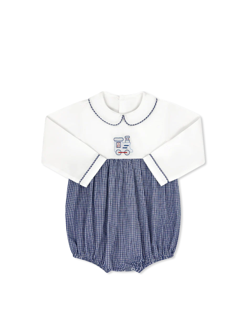 Lullaby Set Train Embroidered L/S Bubble-Navy