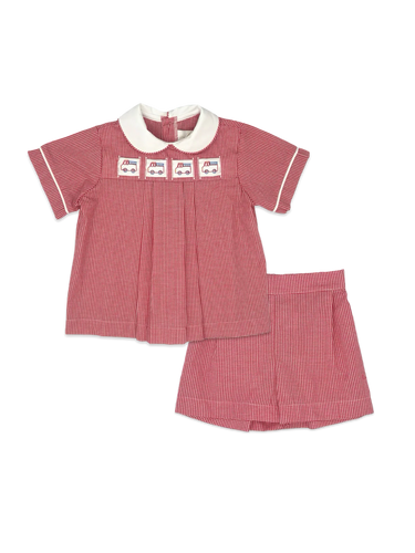 Noah Red Gingham Tab Boy Short Set