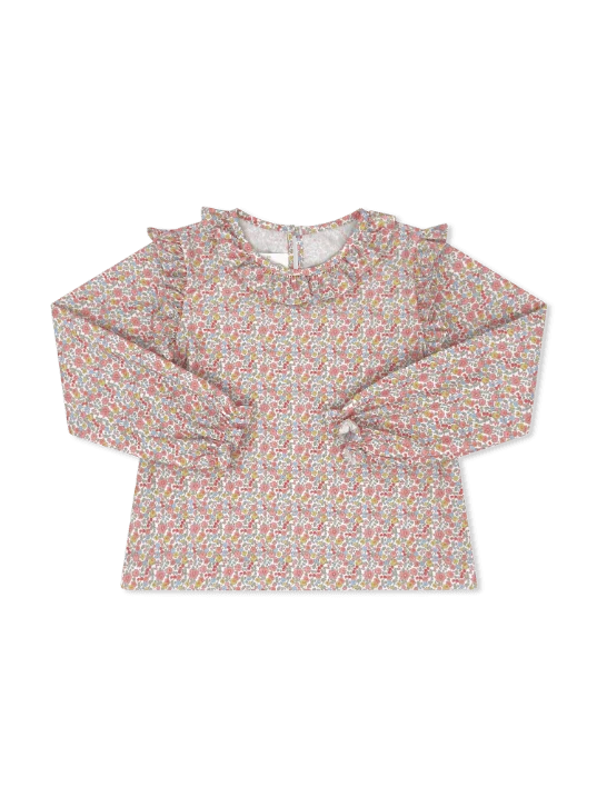 Lullaby Set - AUTUMN GARDEN WITH WHITE PICOT TRIM - floral shirt