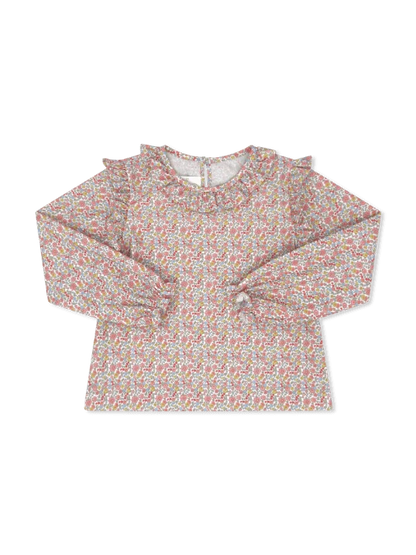 Lullaby Set - AUTUMN GARDEN WITH WHITE PICOT TRIM - floral shirt