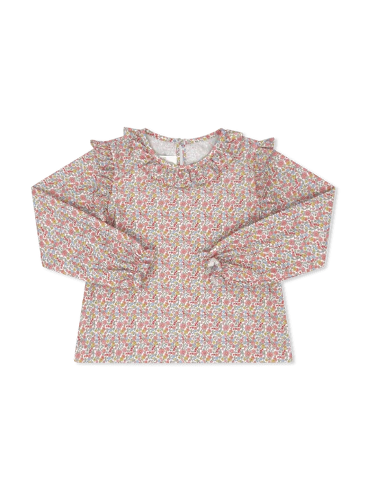 Lullaby Set - AUTUMN GARDEN WITH WHITE PICOT TRIM - floral shirt