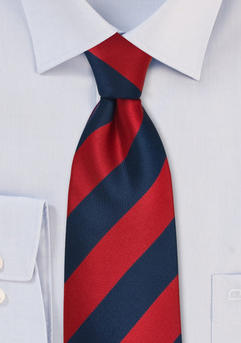 Striped Bows Necktie Cherry and Navy