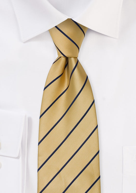 Striped Yellow and Navy Blue Tie