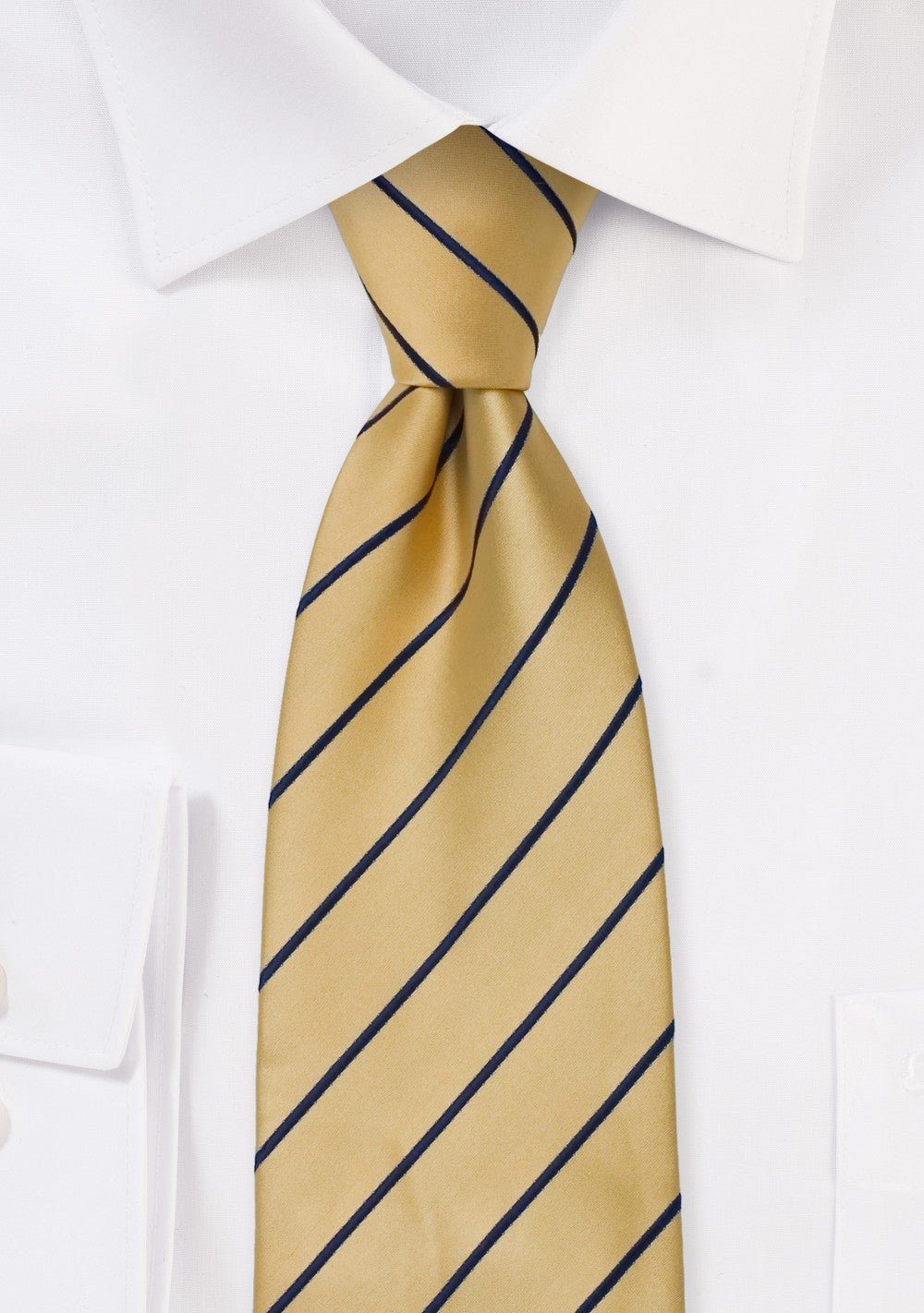Striped Yellow and Navy Blue Tie