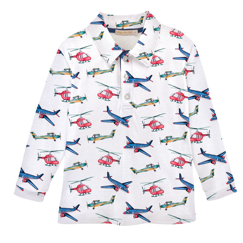 BCC Aircraft Printed L/S Collared Tee