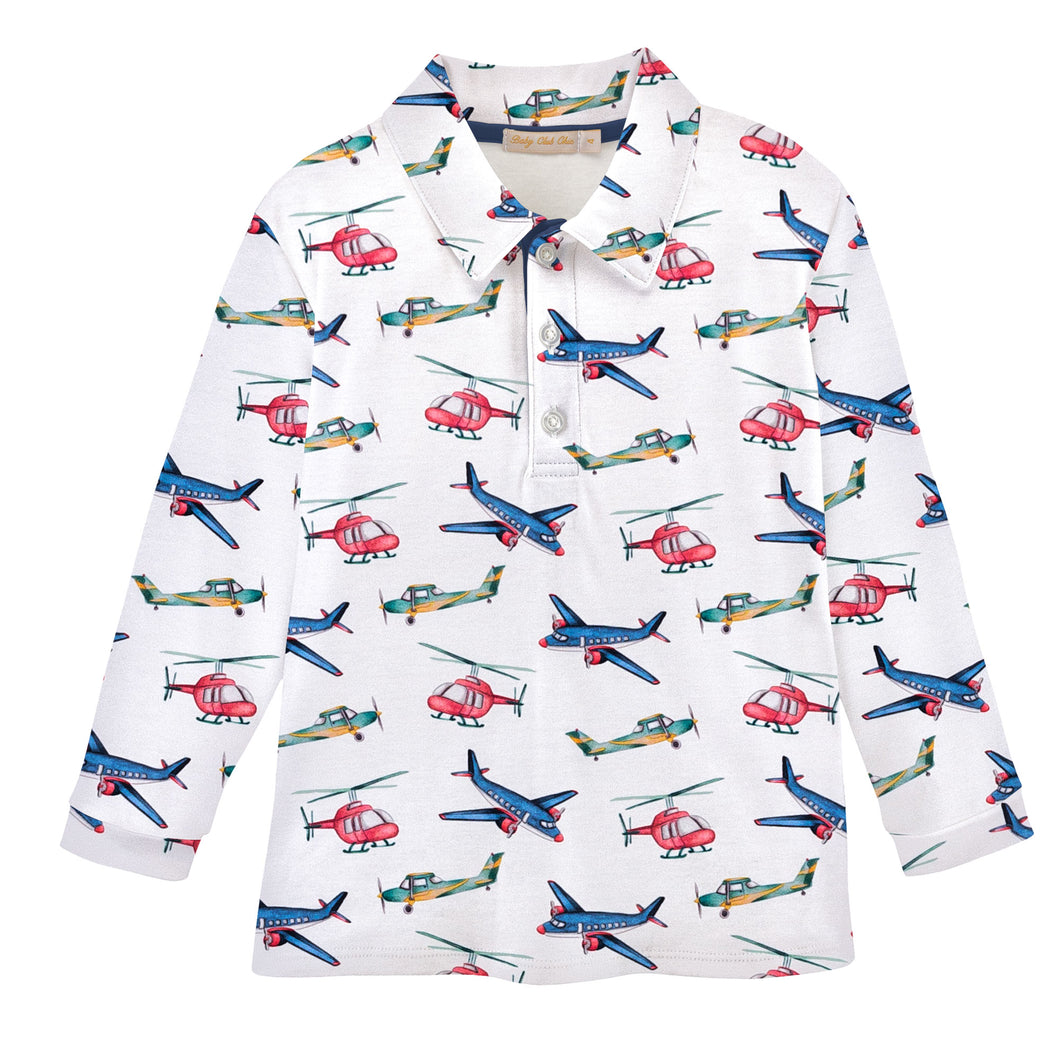 BCC Aircraft Printed L/S Collared Tee