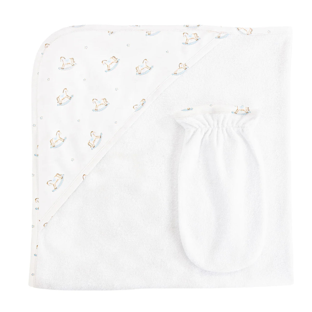 BCC Tiny Rocking Horse Printed Hooded Towel & Mitt