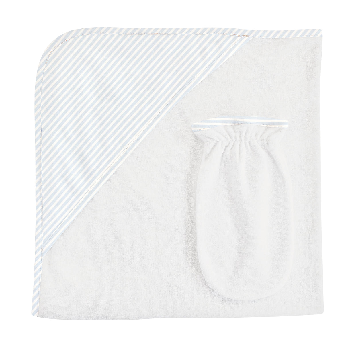 BCC Blue Stripes Hooded Towel w/ Mitt
