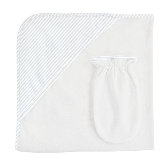 BCC Blue Stripes Hooded Towel w/ Mitt