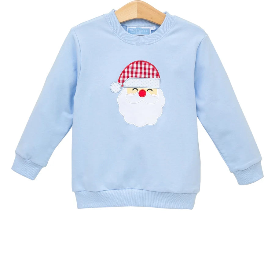 Trotter Street Santa French Terry Pullover-Lt. Blue