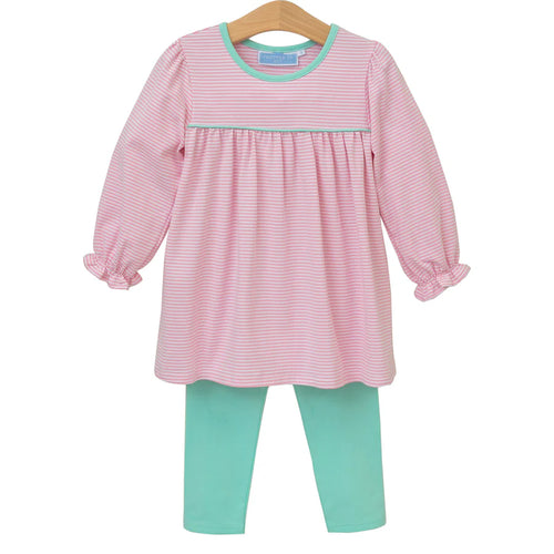 Trotter Street Ellie Pant Set-Lt. Pink Stripe/Mint