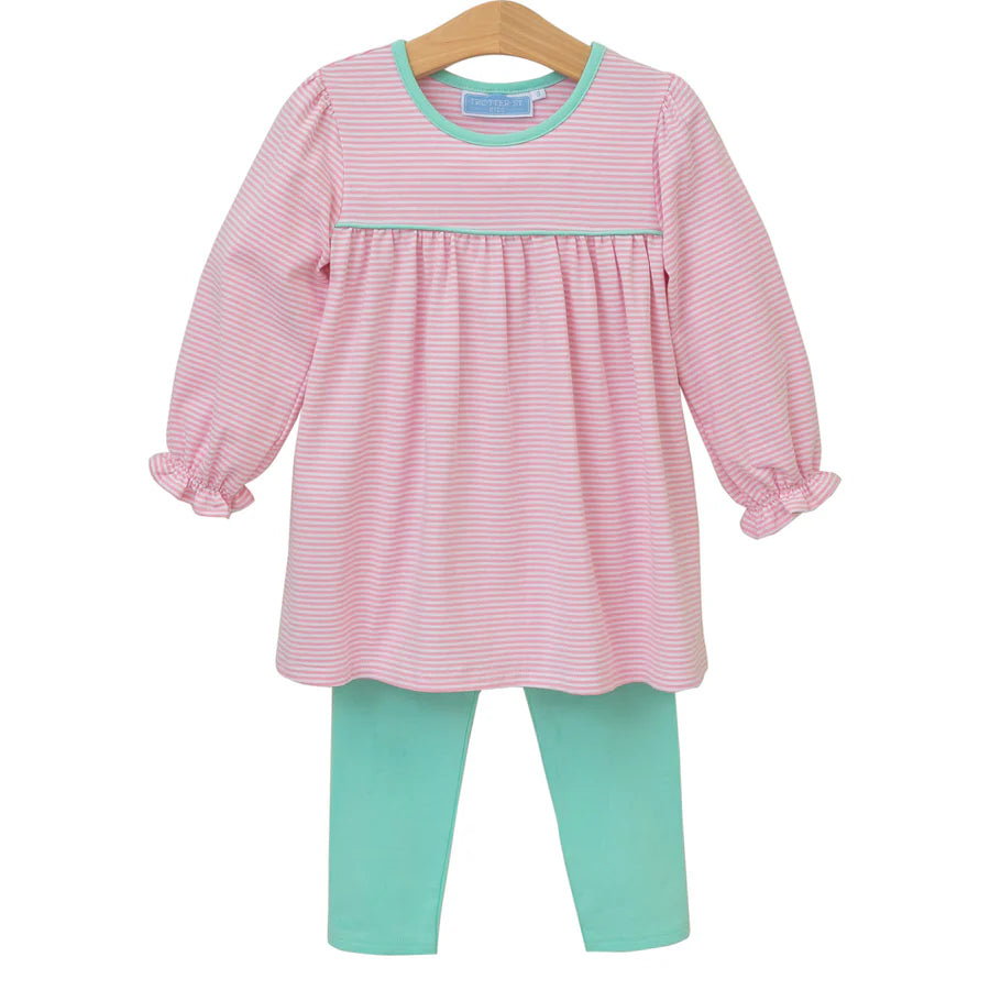 Trotter Street Ellie Pant Set-Lt. Pink Stripe/Mint