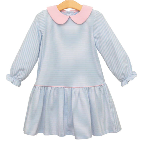 Katherine Dress-Lt. Blue Stripe/Lt. Pink
