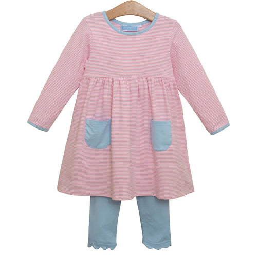 Trotter Street Annie Pant Set-Lt. Pink Stripe/Lt. Blue