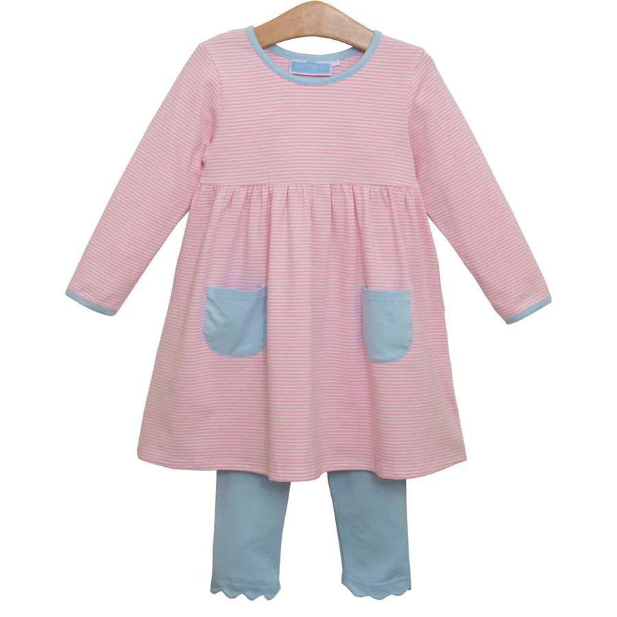Trotter Street Annie Pant Set-Lt. Pink Stripe/Lt. Blue
