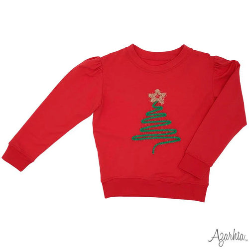 Azarhia Christmas Tree in Tinsel Shirt-Red