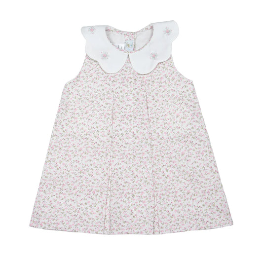 Cuclie Sophie Dress-White Multi Flower w/ Ruffle Collar