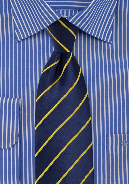 Yellow and Navy Striped Tie