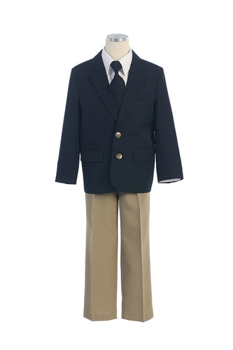 Sweet Kids Navy Blazer Set-Navy/Tan
