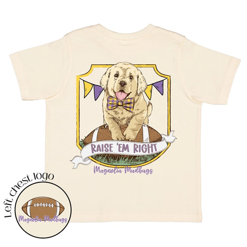 Magnolia Mudbugs Football Pup T Shirt-Purple/Gold