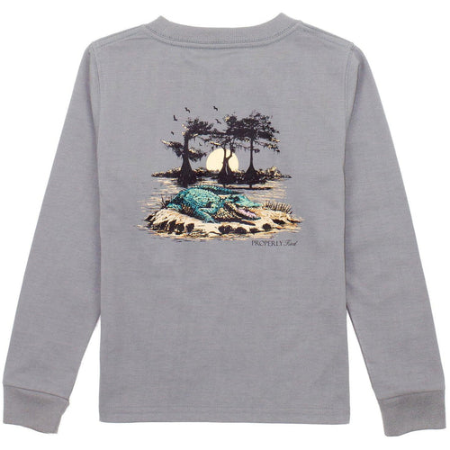 Properly Tied Bayou Gator L/S Tee-Grey