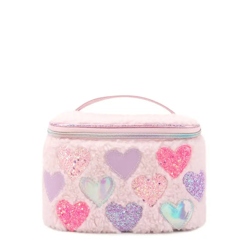 OMG Heart Patched Sherpa Glam Bag