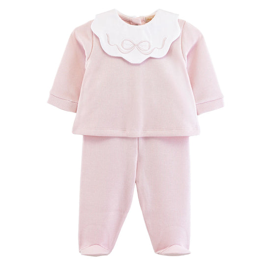 BCC Pretty Bows & Roses Jacquard Pant Set-Lt. Pink