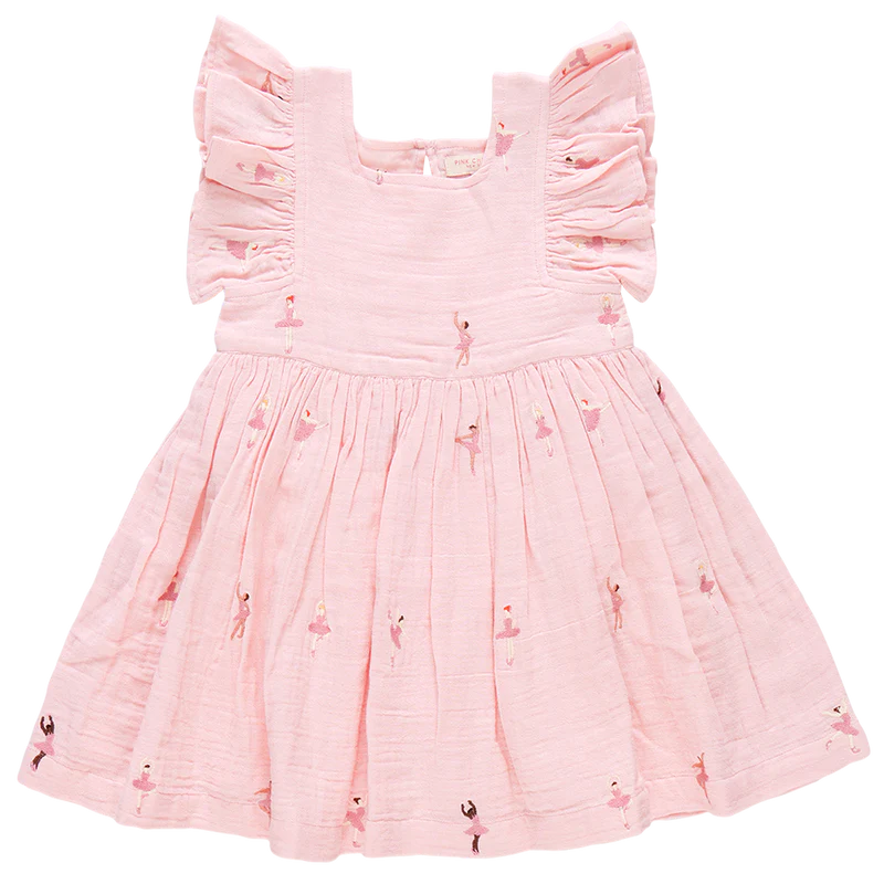 Pink Chicken Ballerina Embroidery Dress