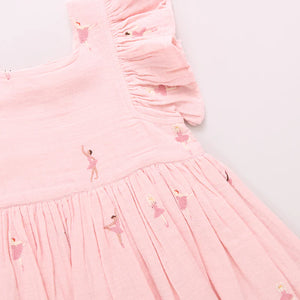 Pink Chicken Ballerina Embroidery Dress