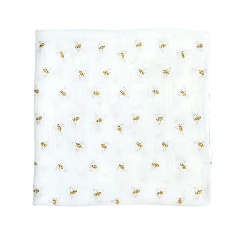 Dear Perli Bamboo Muslin Swaddle Blanket-Busy Bees