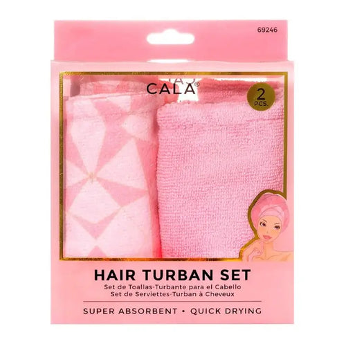 Cala 2 pc. Shower Hair Turban Set-Geom/Pink