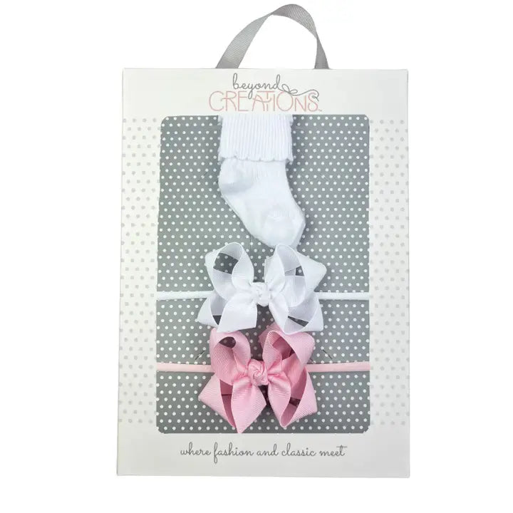 BC Sock Headband Gift Box-White/Lt. Pink