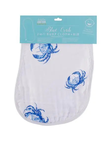 Little Hometown Blue Crab Burp and Bib